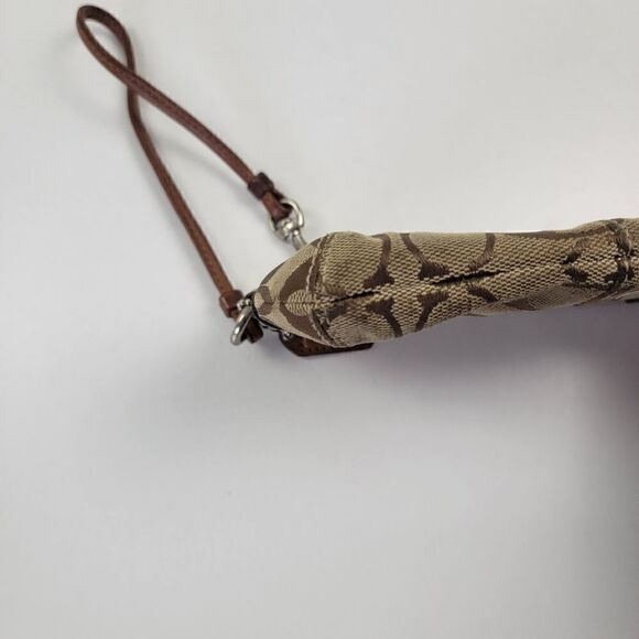 Vtg Y2K Coach Signature Monogram Wristlet Brown Tan Purse Handbag - Picture 3 of 9